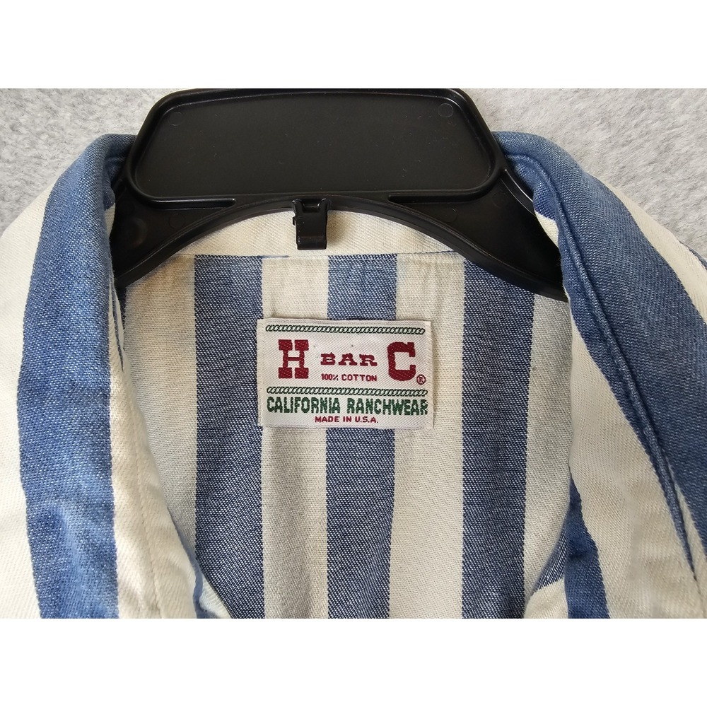 Vtg H Bar C Ranch Wear Western Pearl Snap Striped Shirt XXL Sz Tag Missing USA - Picture 10 of 13